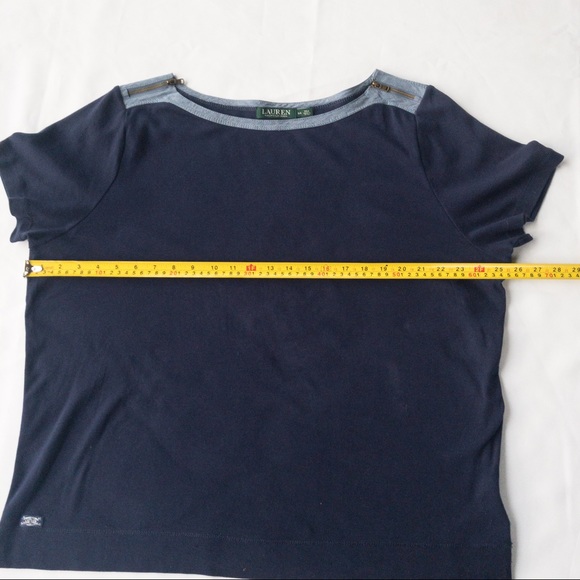 LAUREN Ralph Lauren Women's 3X Short Sleeve Navy Shirt with zipper detail - Picture 12 of 15